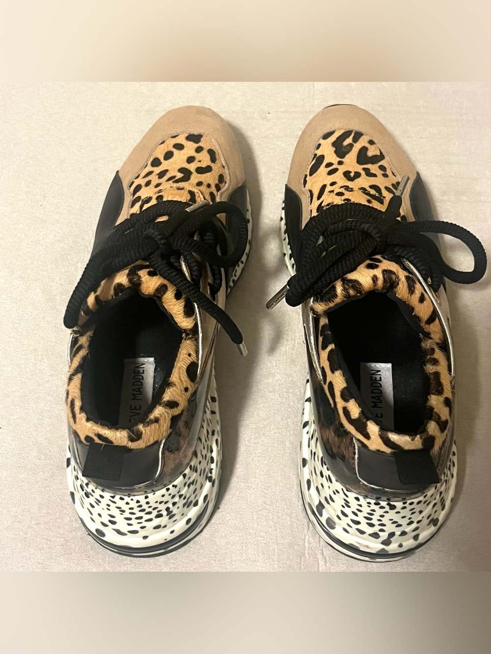 Steve Madden Cliff Multicolor Animal Print Suede Fashion Sneakers Size 8.5 - Picture 13 of 16